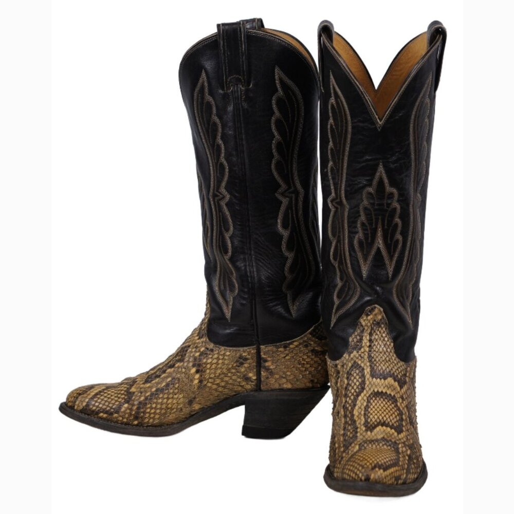 Tony Lama 15-Inch Tall Snakeskin Cowboy Western Boots Vintage US Made Womens 6 A